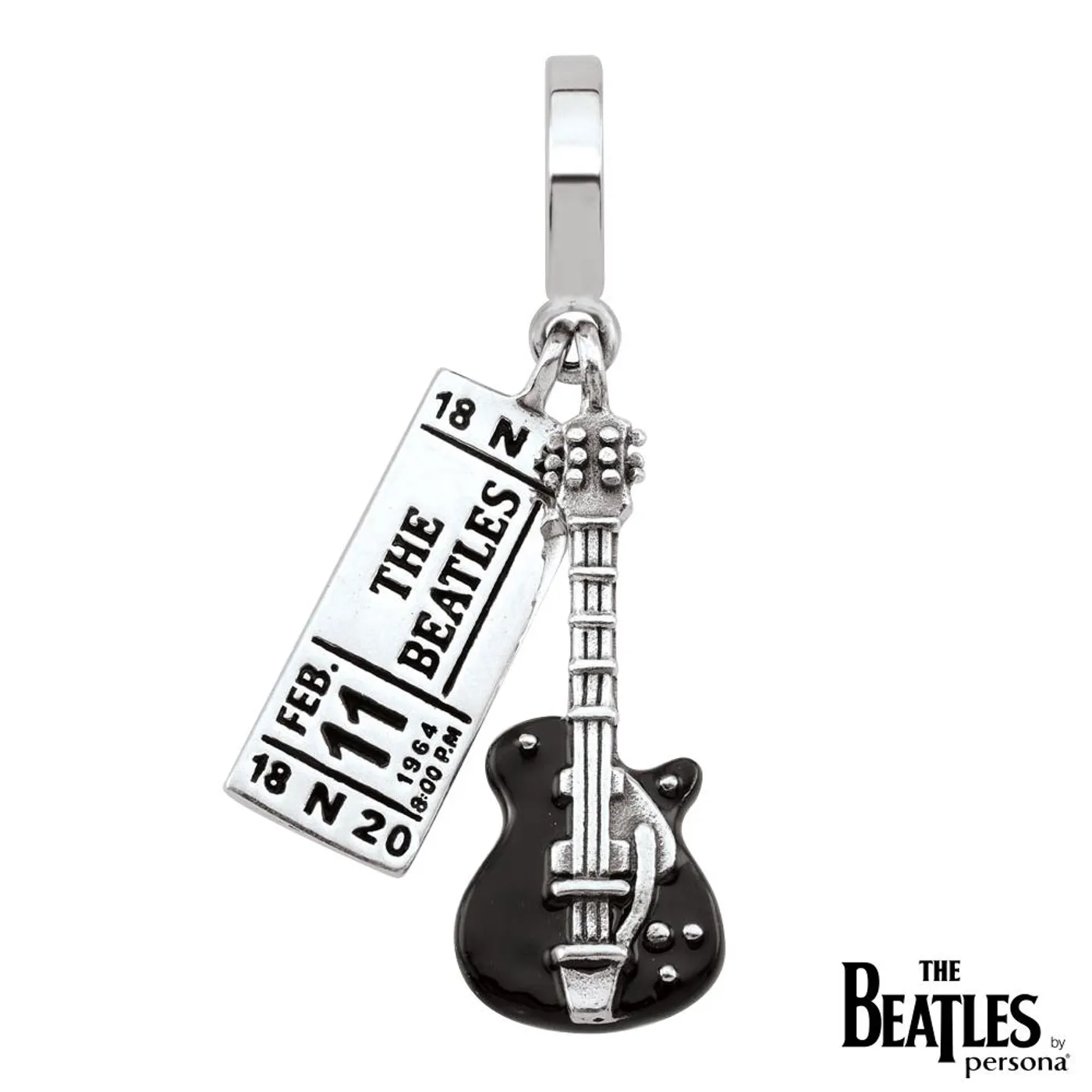 925 Sterling Silver The Beatles Ticket and Guitar Charm