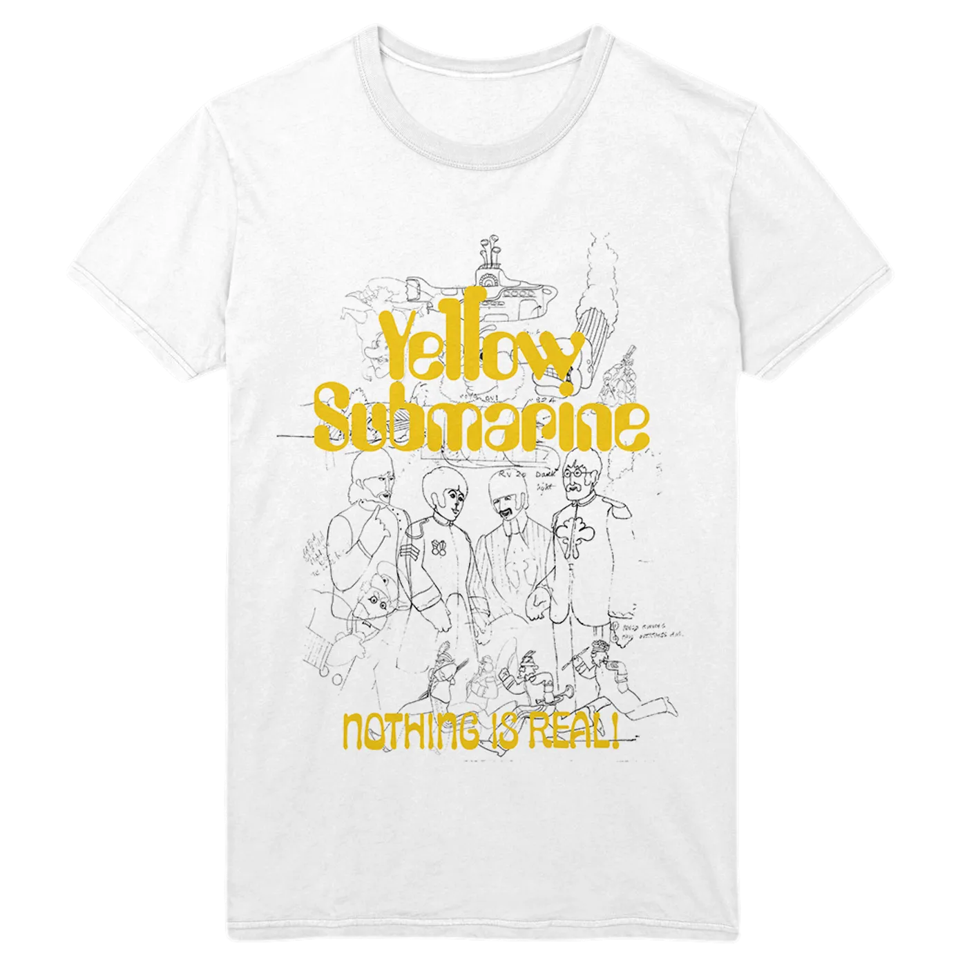 The Beatles Yellow Submarine 50th Anniversary White Outline T-Shirt