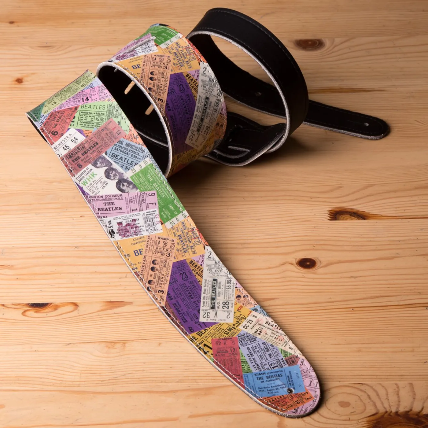 The Beatles 1964 Tour Tickets 2.5" Vinyl Guitar Strap