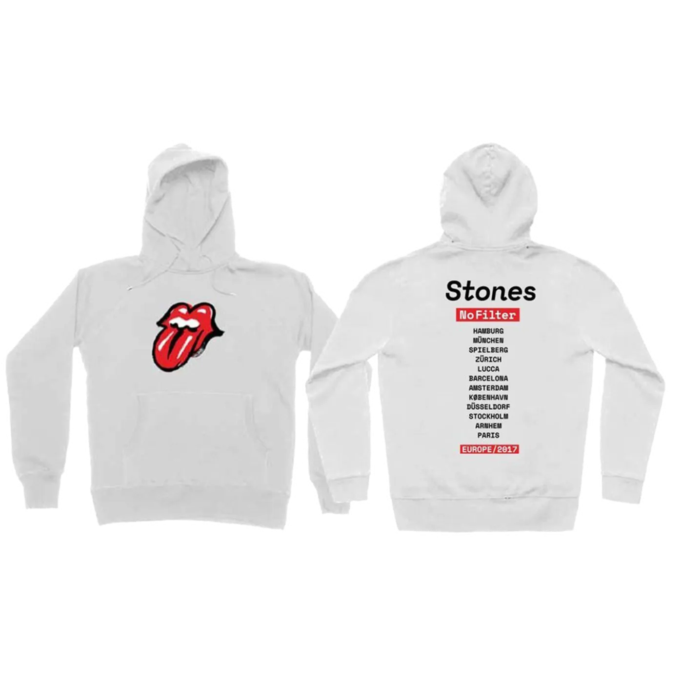The Rolling Stones No Filter Tongue EU Tour White Hoodie