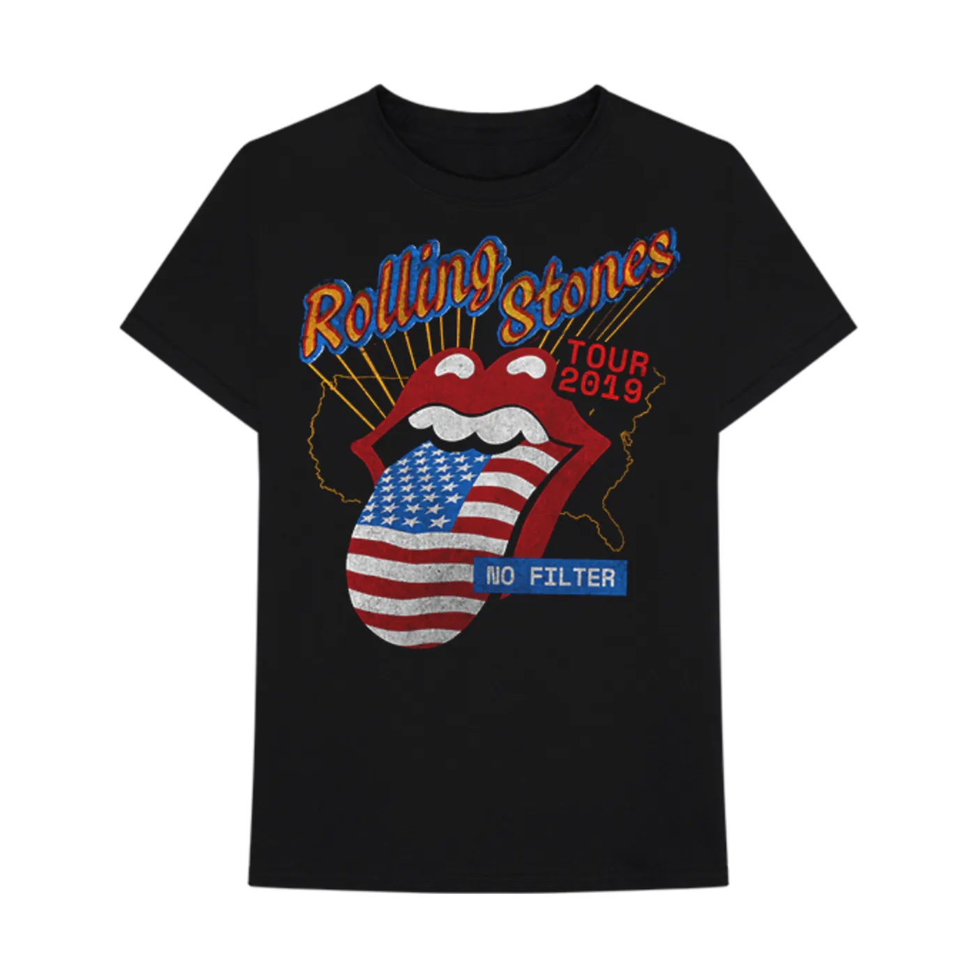 The Rolling Stones US Flag Tongue Black T-Shirt