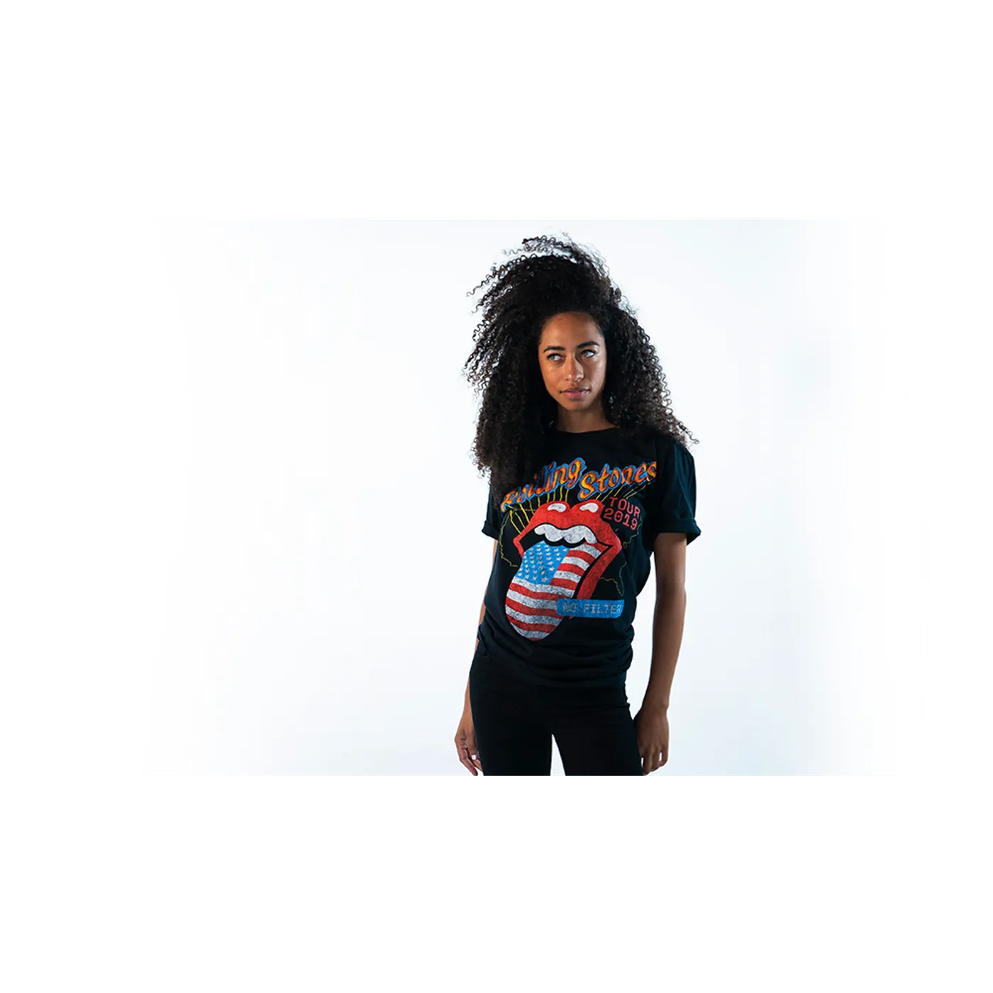 The Rolling Stones US Flag Tongue Black T-Shirt
