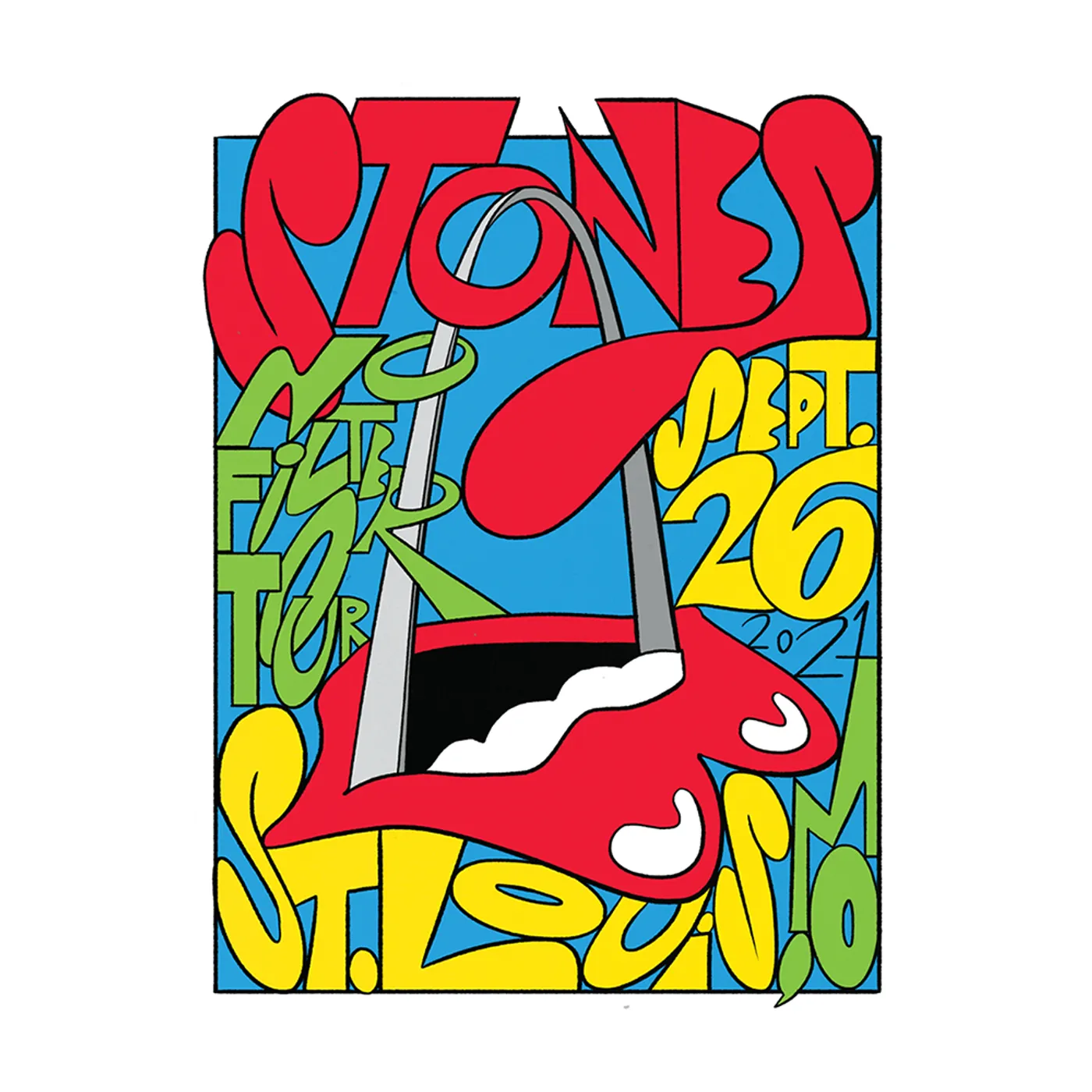 The Rolling Stones St. Louis No Filter Tour 2021 Lithograph