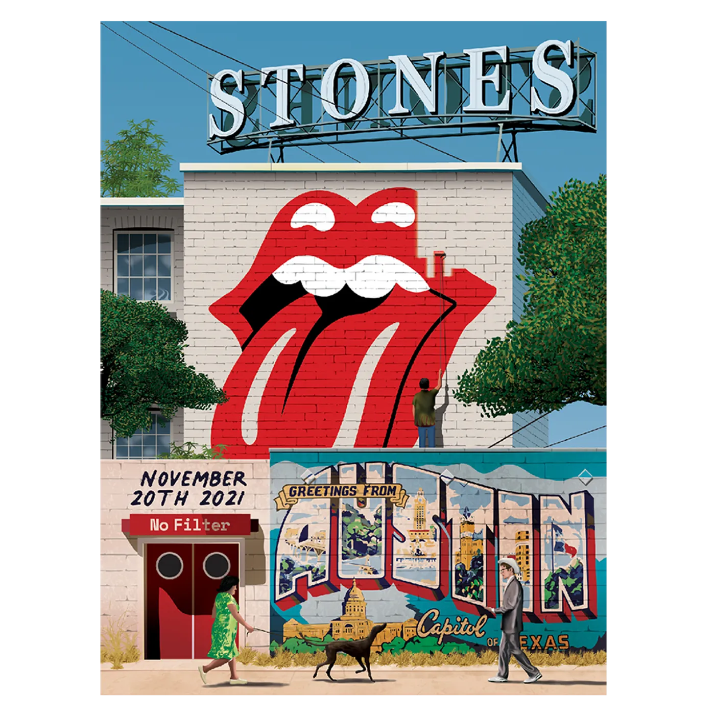 The Rolling Stones Austin No Filter Tour 2021 Lithograph