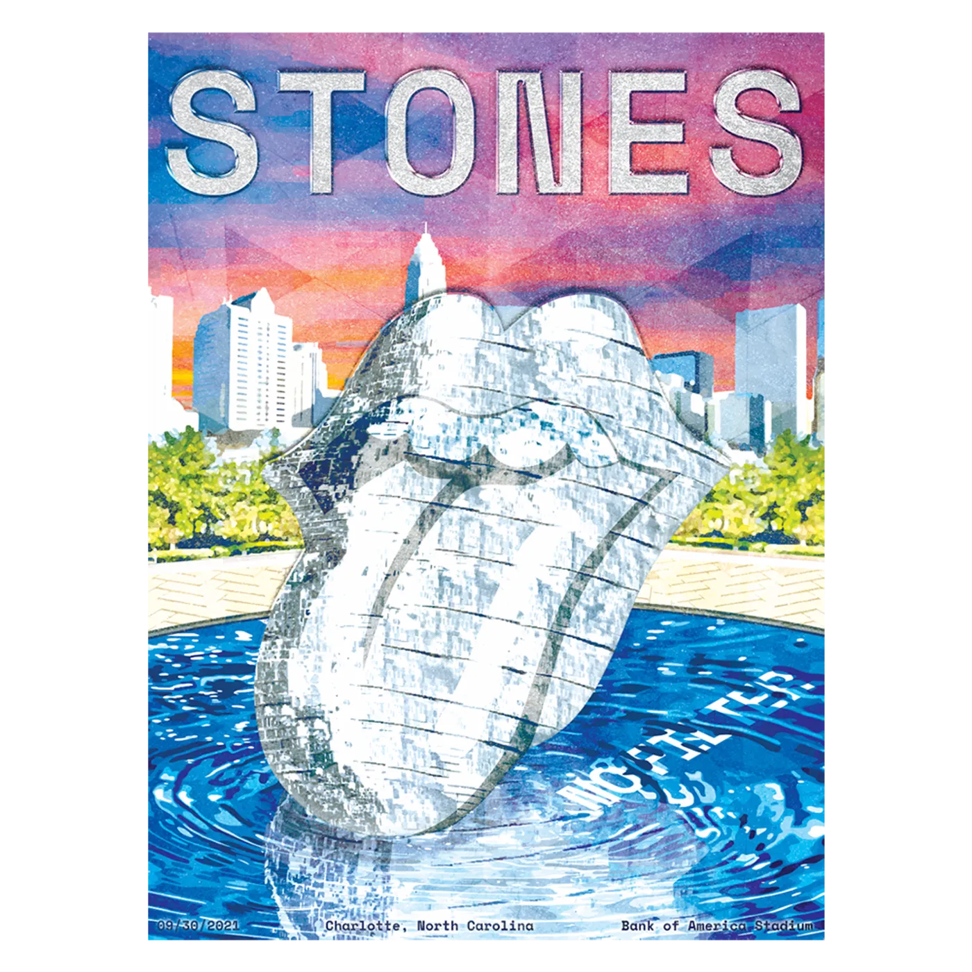 The Rolling Stones Charlotte No Filter 2021 Tour Lithograph