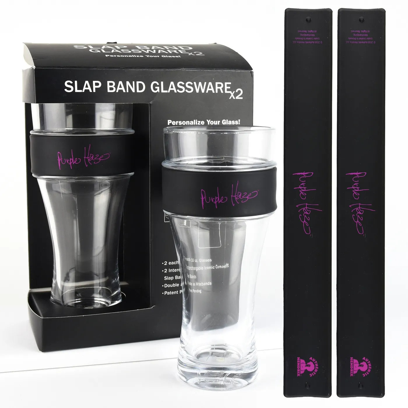 Jimi Hendrix Purple Haze Slap Band Glassware (2 Pack)