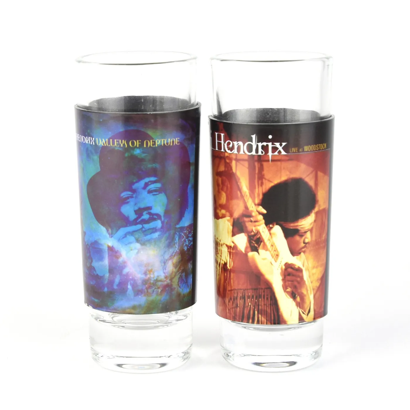 Jimi Hendrix Live At Woodstock And Valleys Of Neptune Cover Art Shot Glass Set (2 Pack)