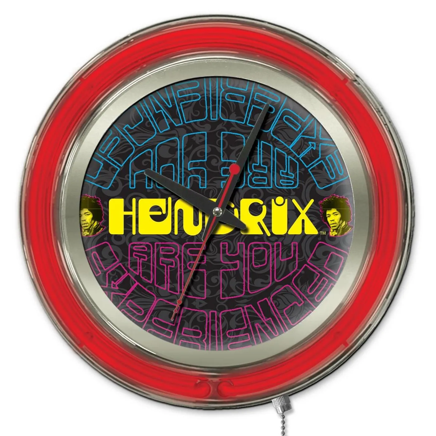 Jimi Hendrix  15" Neon Clock with AYE - Mirrored Design