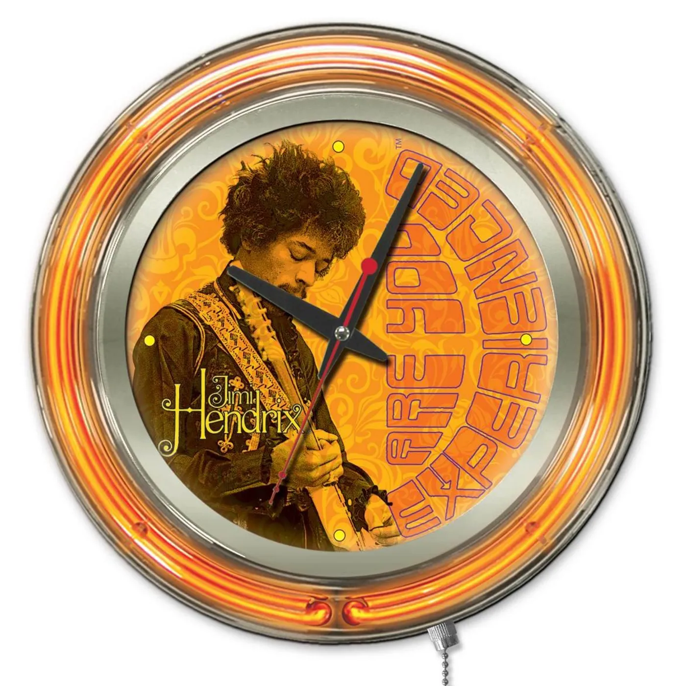 Jimi Hendrix  15" Neon Clock with AYE - Guitar Design