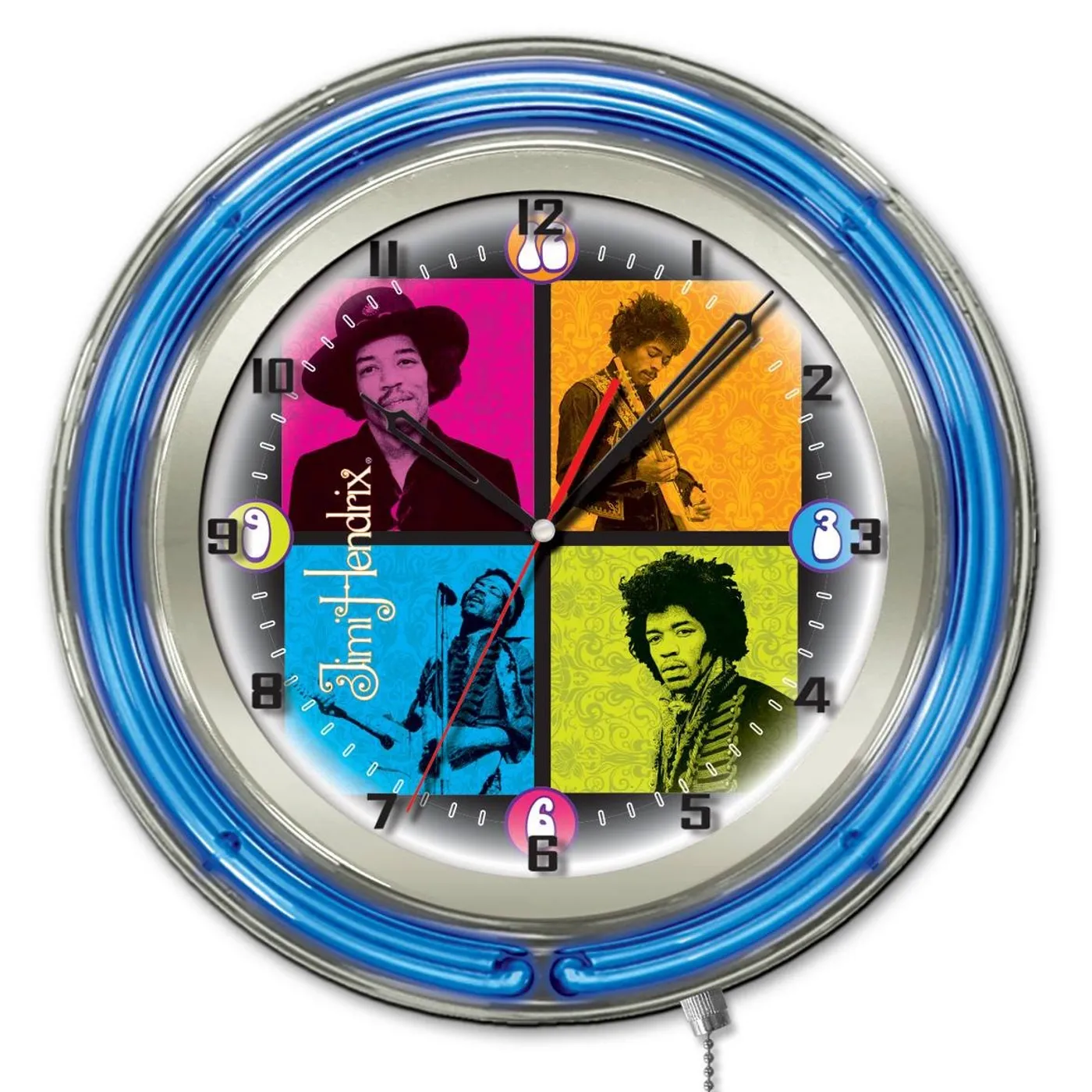 Jimi Hendrix  19" Neon Clock with 4 Square Design
