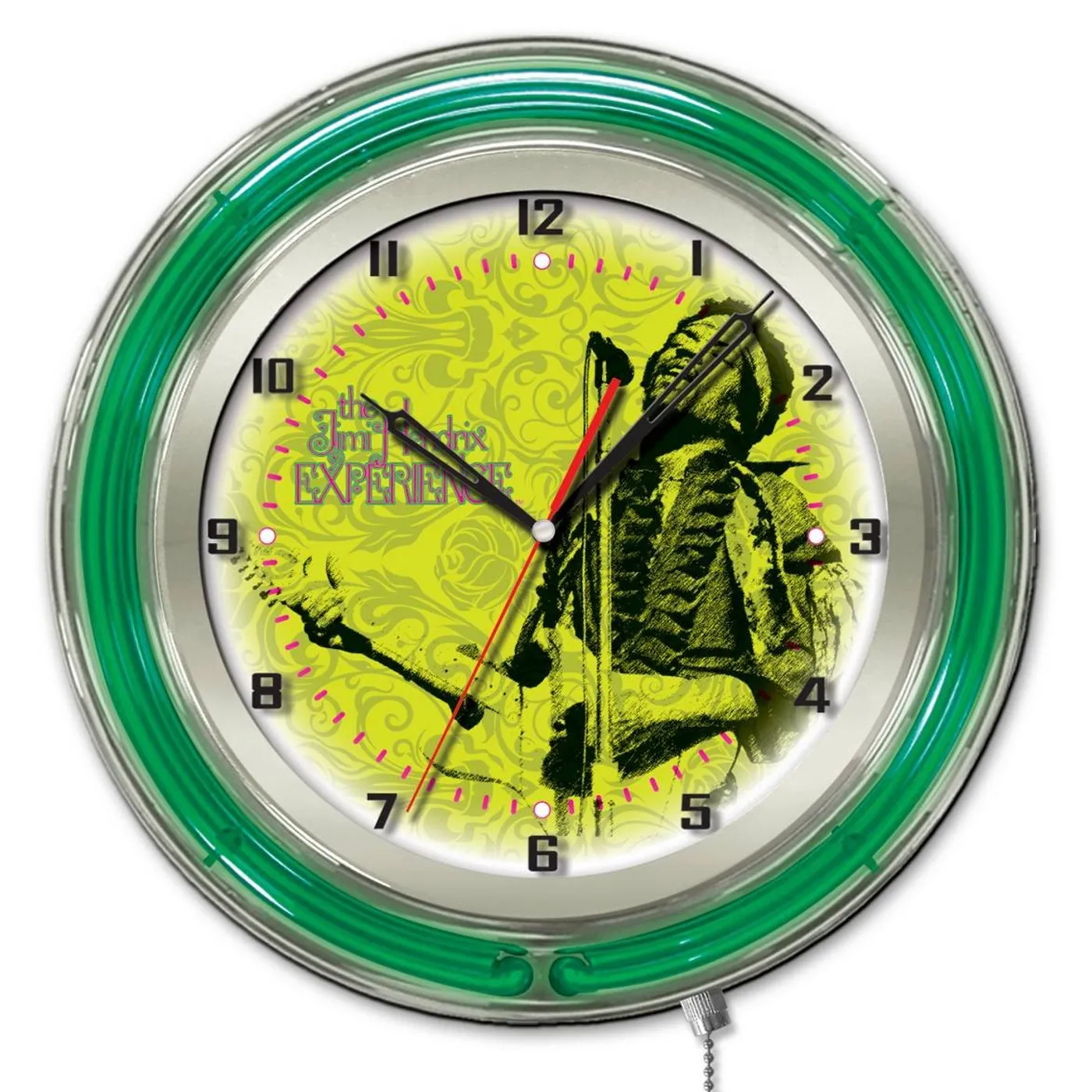 Jimi Hendrix  19" Neon Clock with Mircophone & Guitar Design