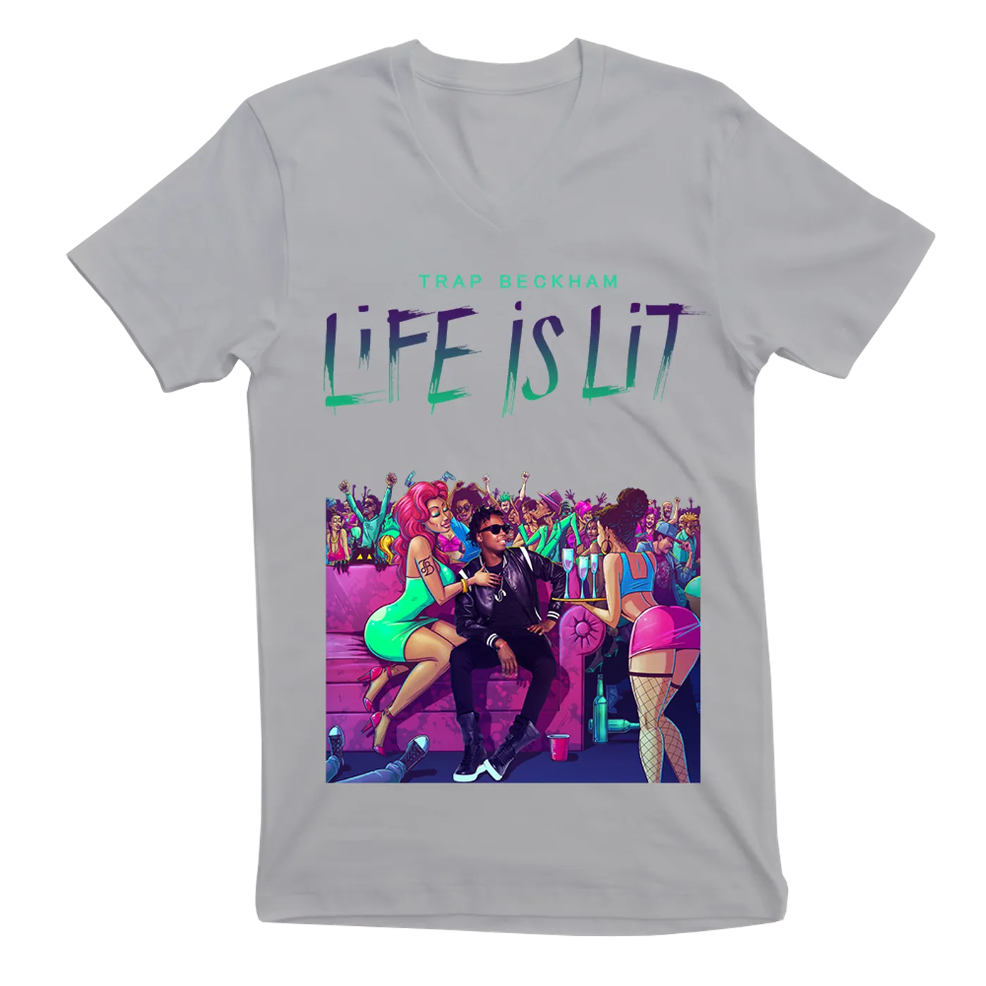 Trap Beckham Life Is Lit Grey T-Shirt (Mens)
