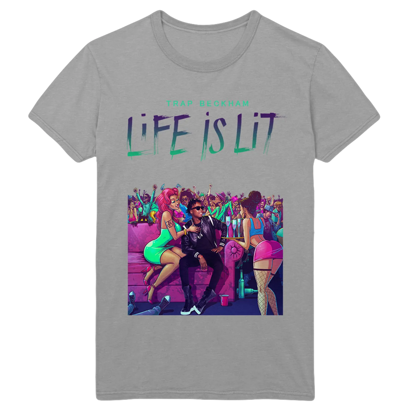 Trap Beckham Life Is Lit Grey T-Shirt (Mens)