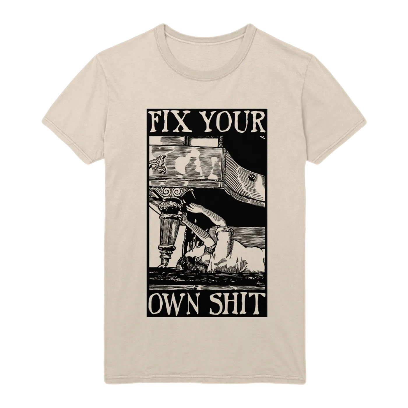 Amanda Palmer Fix Your Own Shit Unisex EXPLICIT Tee (in Cream)