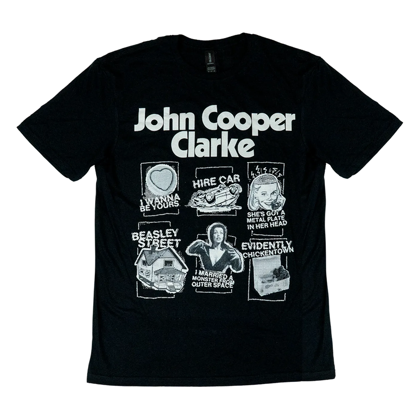 John Cooper Clarke Multi Logo on Black T-Shirt