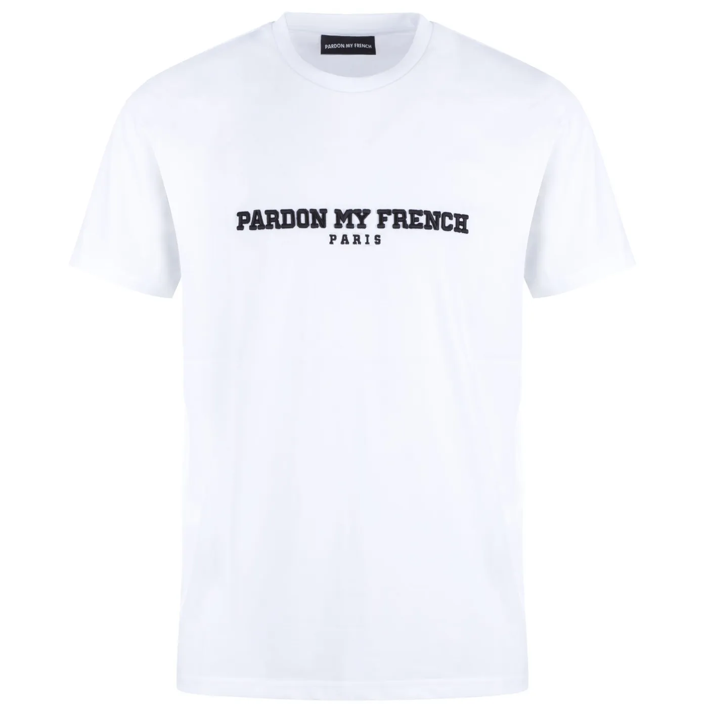 Pardon My French TSHIRT PARIS EDITION WHITE WITH BLACK EMBROIDERY