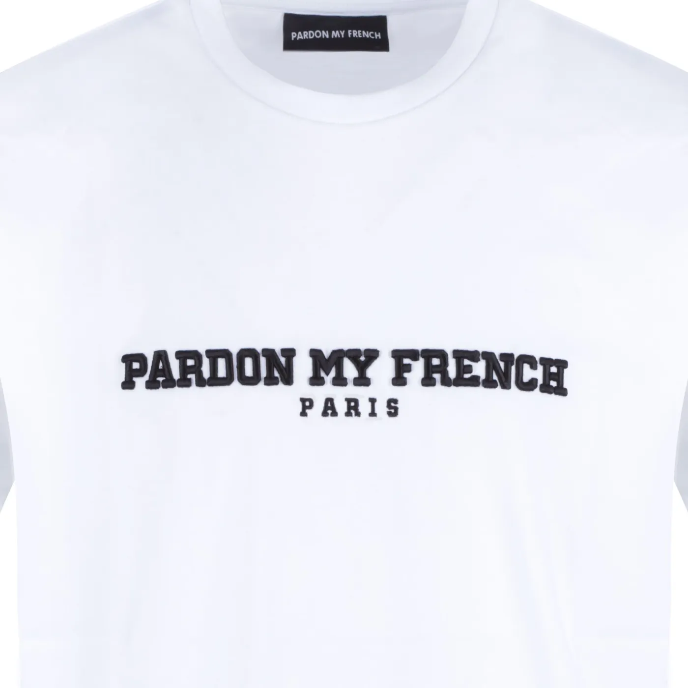 Pardon My French TSHIRT PARIS EDITION WHITE WITH BLACK EMBROIDERY