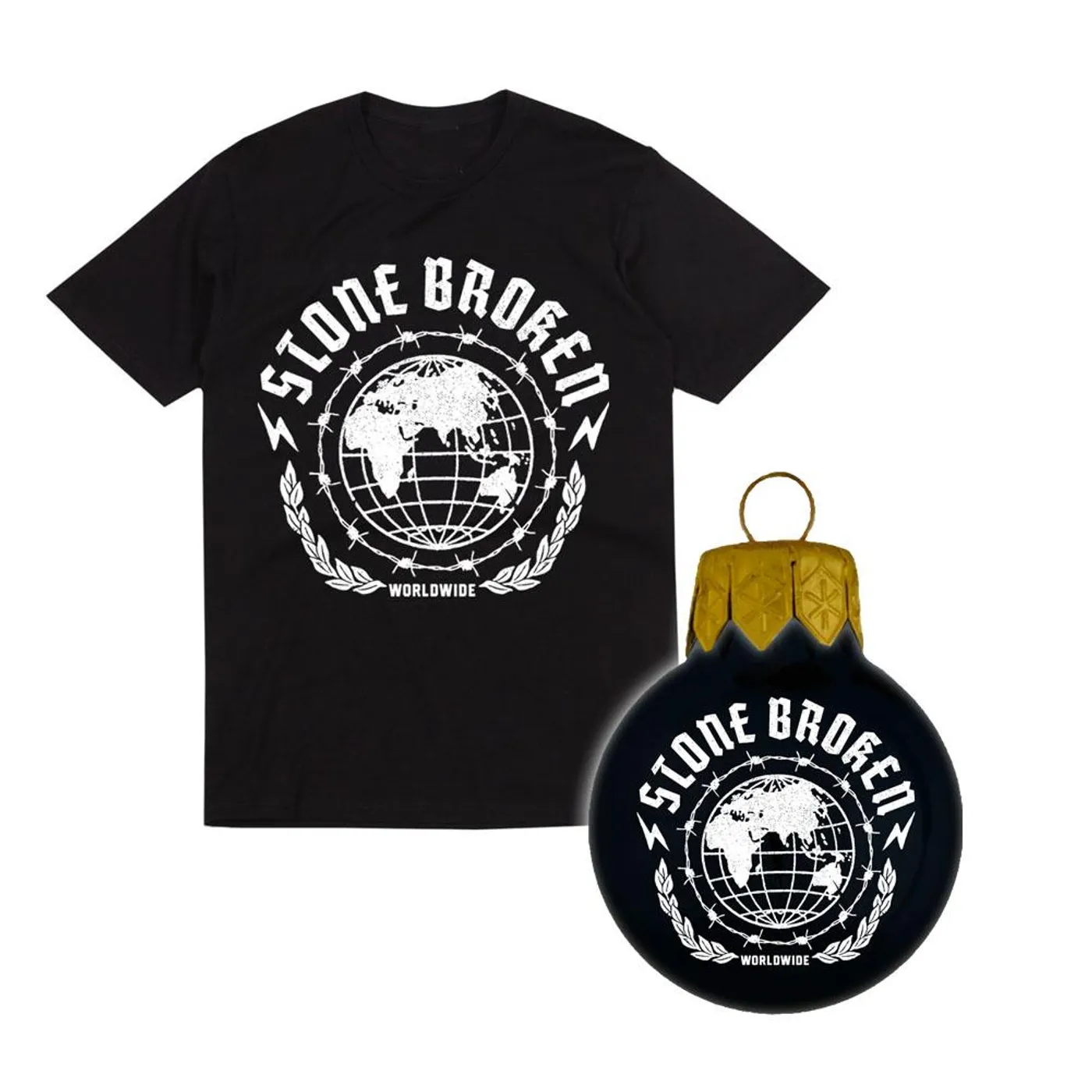 Stone Broken Bauble & Worldwide T Shirt