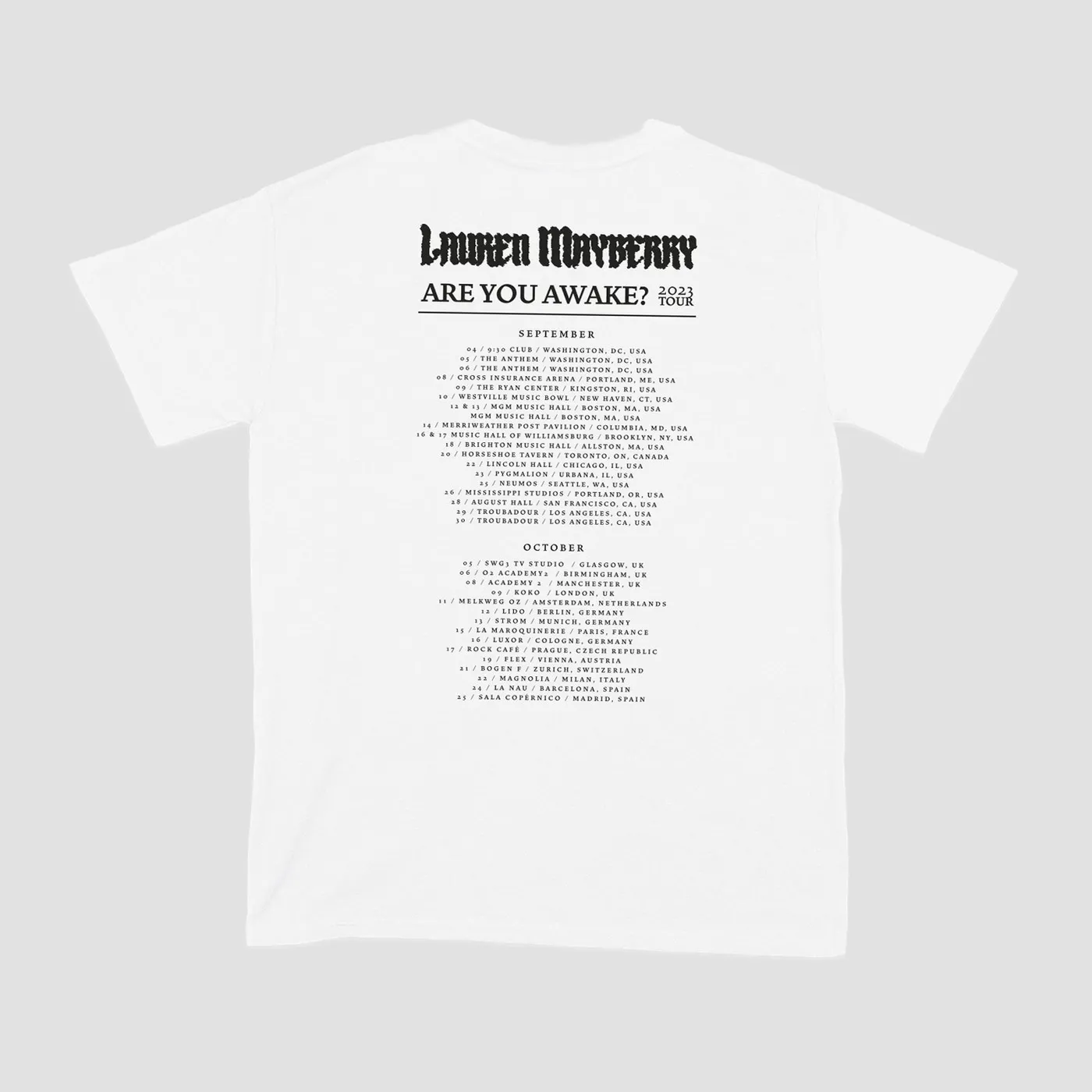 Lauren Mayberry Are You Awake Tour 2023 T-Shirt (White)