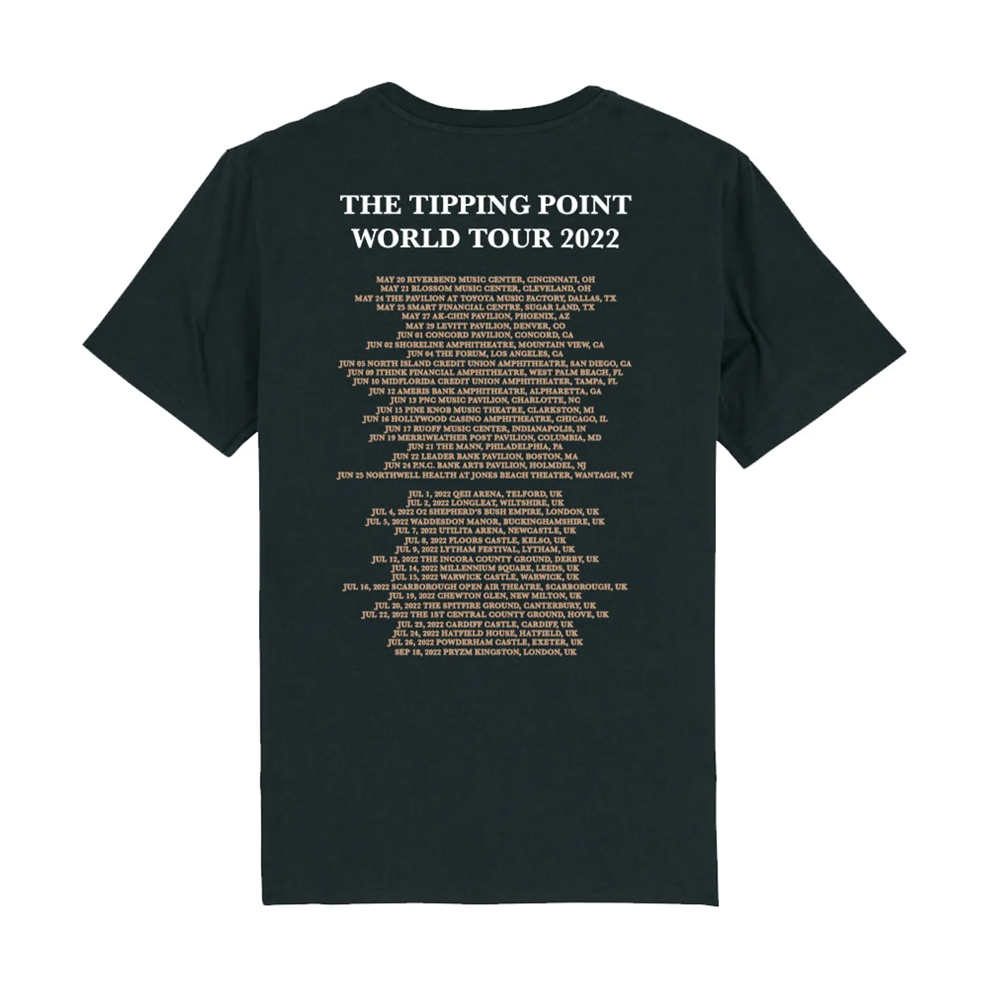 Tears For Fears THE TIPPING POINT SPIRAL TOUR 2022 BLACK TEE
