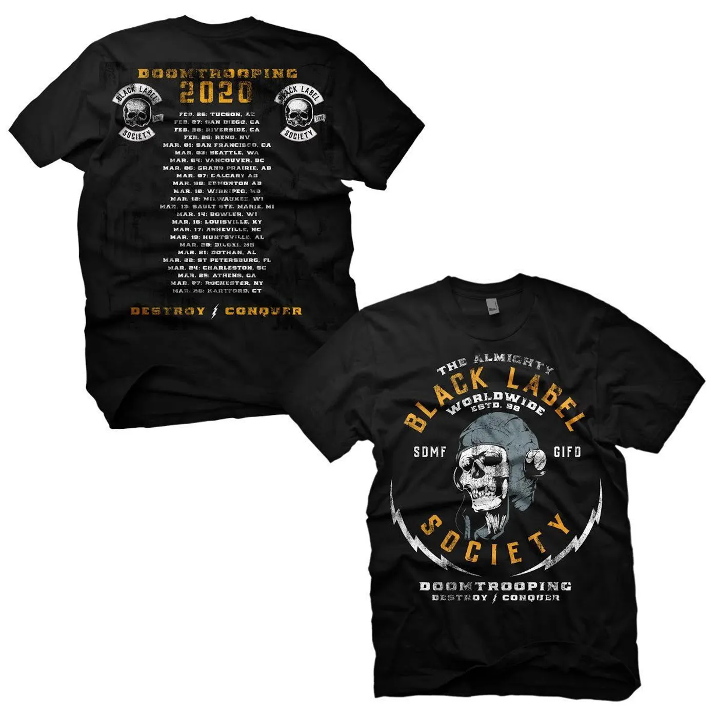 Black Label Society Doom Trooping 2020 Tour Tee