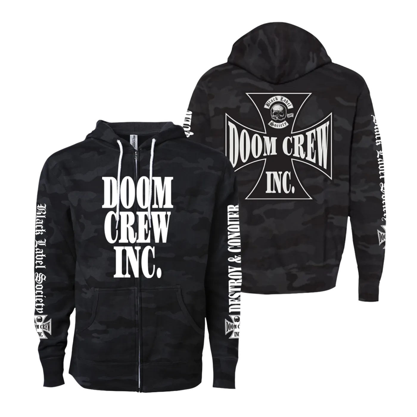 Black Label Society Doom Crew Inc. Black Camo Zip Hoodie