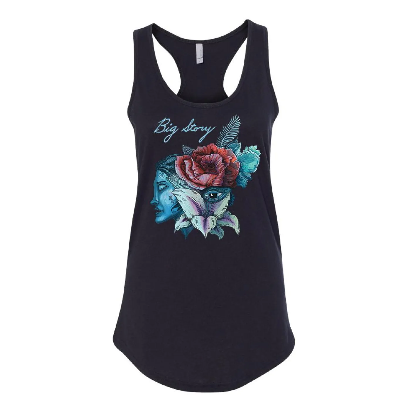 Big Story - Rose Face Womens Racerback Tank (Black)