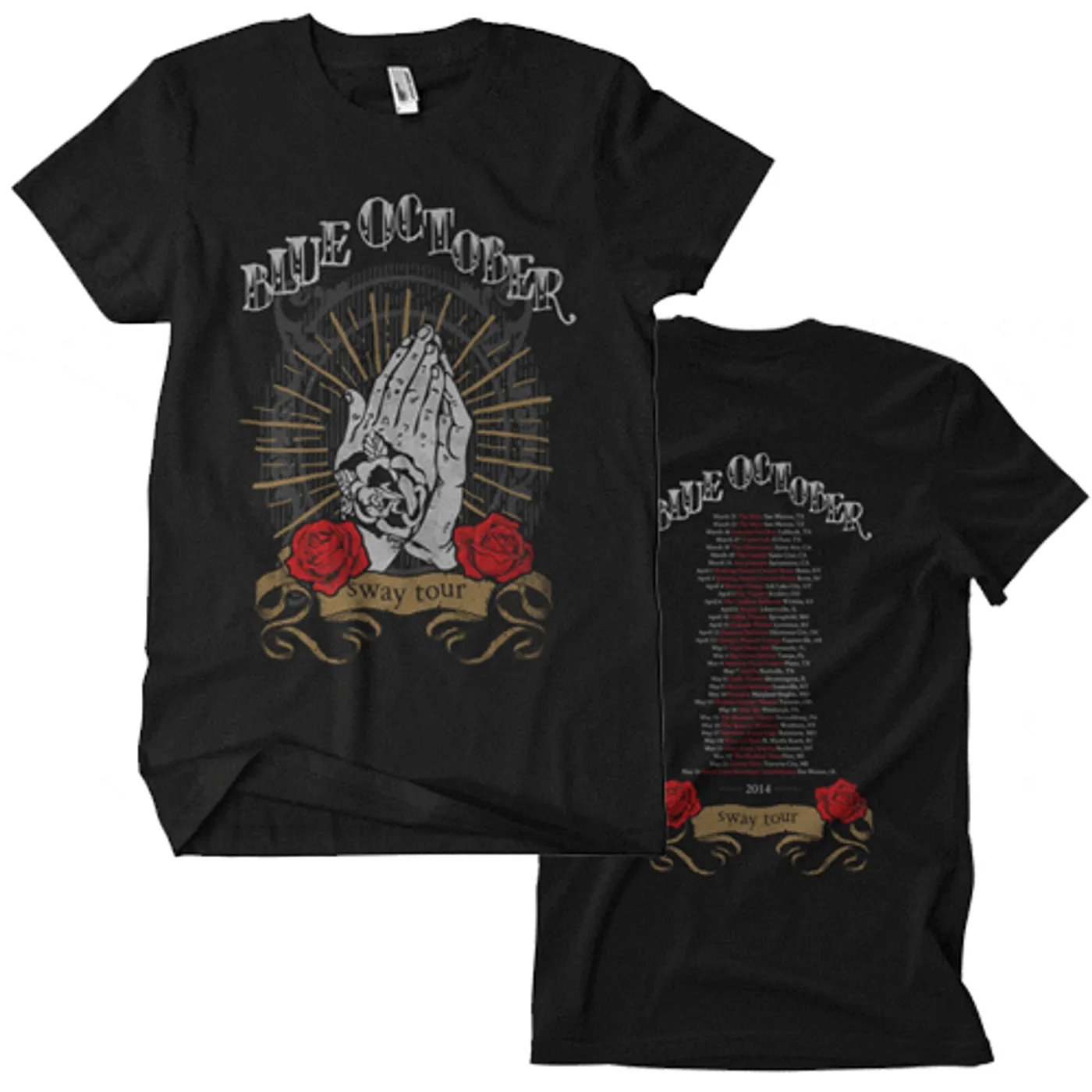 Blue October - Hands & Roses Tour Tee (Spring 2014 Tourdates) SMALL ONLY