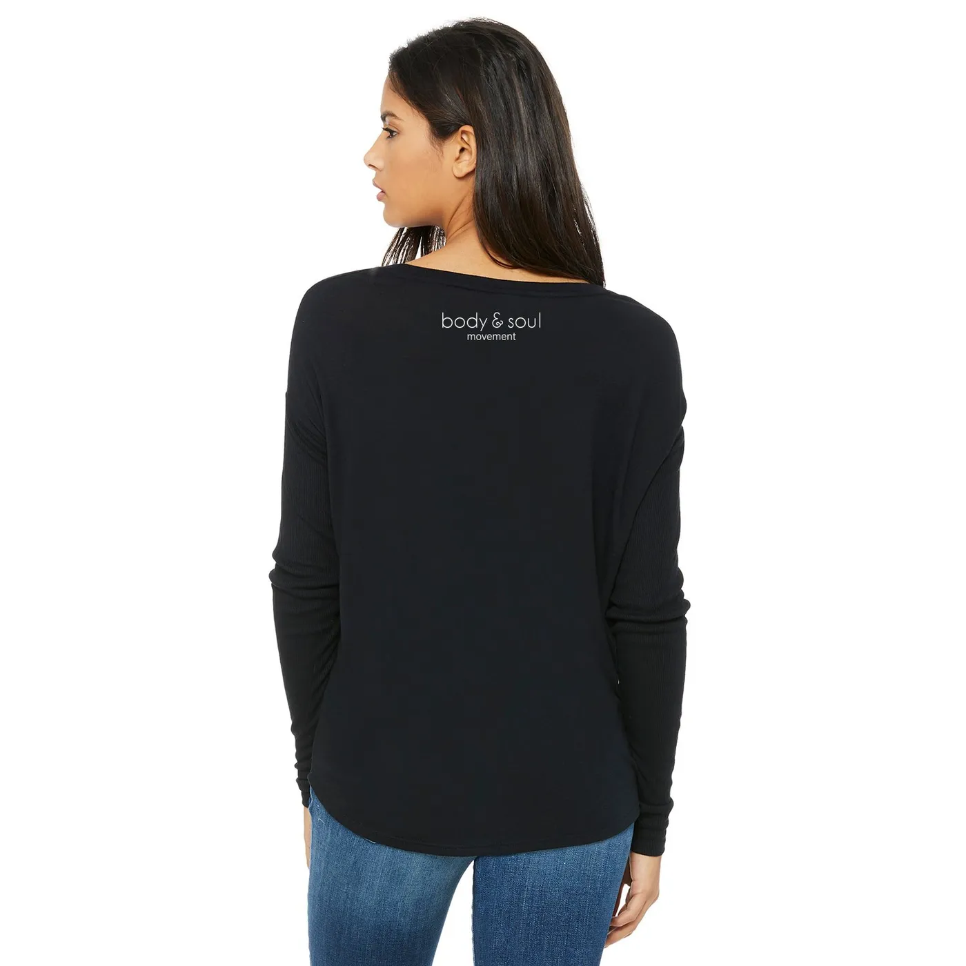 Body & Soul Movement - PILATES CONTROLOGY Flowy Long Sleeve Tee (White Print)