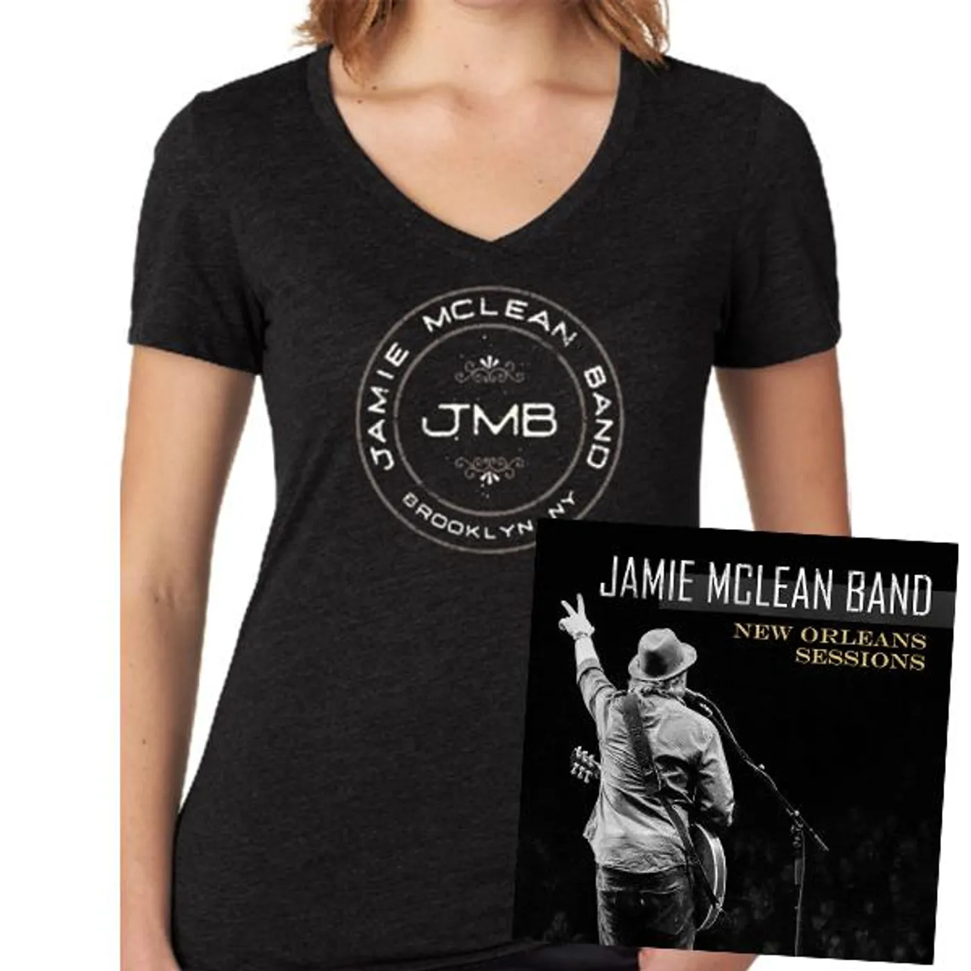 Jamie Mclean Band - New Orleans Sessions Signed CD + Ladies Tee Bundle