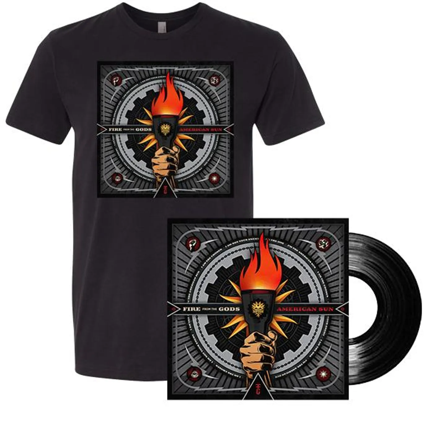 Fire From The Gods - E7Lg Fire From the Gods - Album Tee + Signed Vinyl Bundle