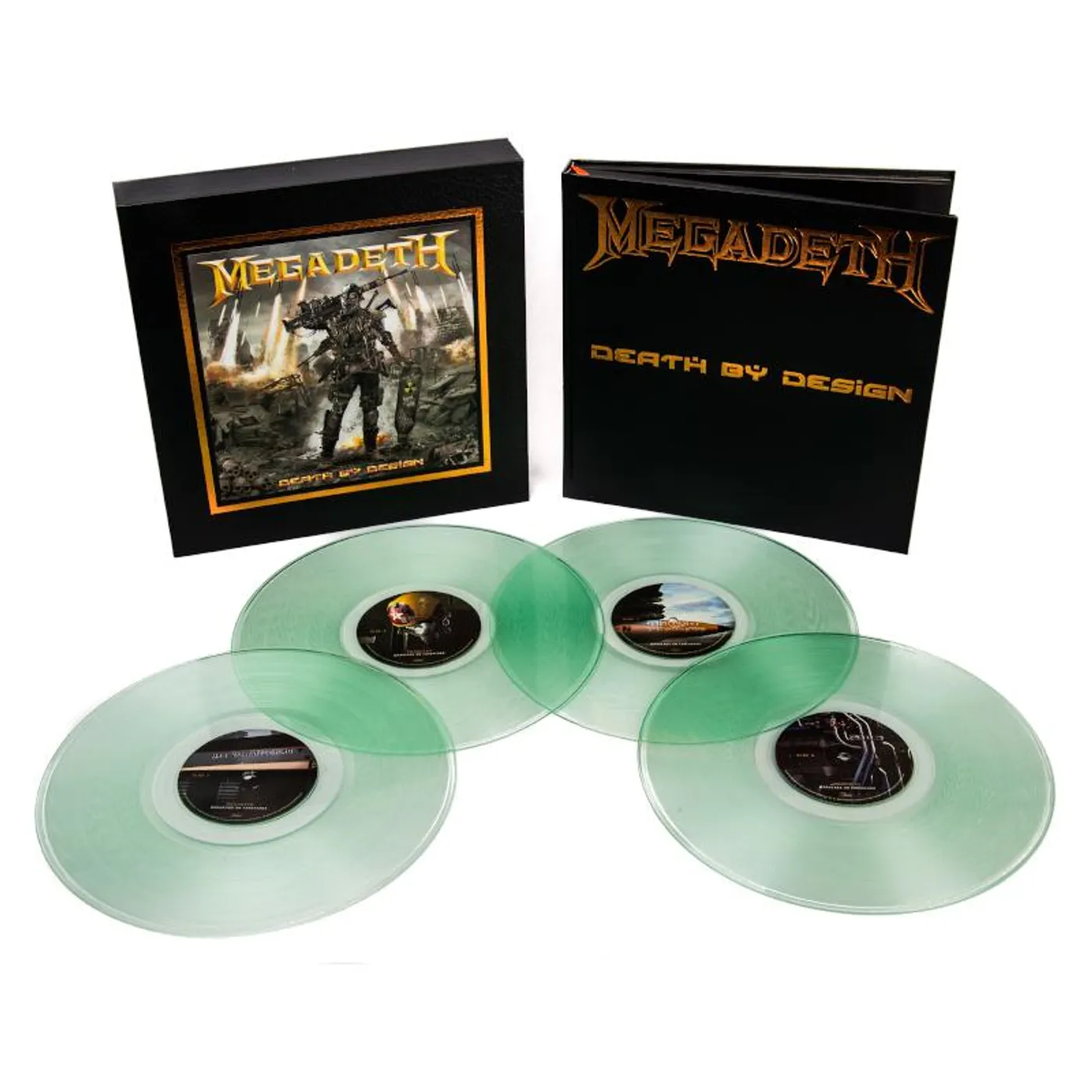 Bandwear Superstore Megadeth: Death By Design w/ 4 clear vinyl "Warheads On Foreheads"” album set signed by Dave Mustaine