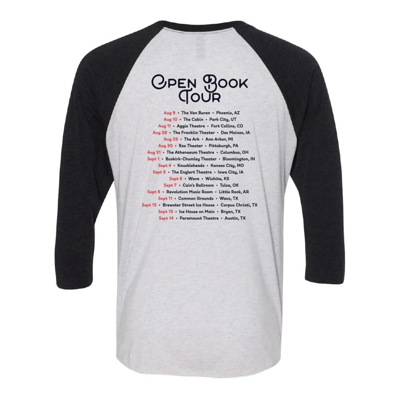 Gunner Black Co Justin Furstenfeld - Open Book 2019 Tour Baseball Tee