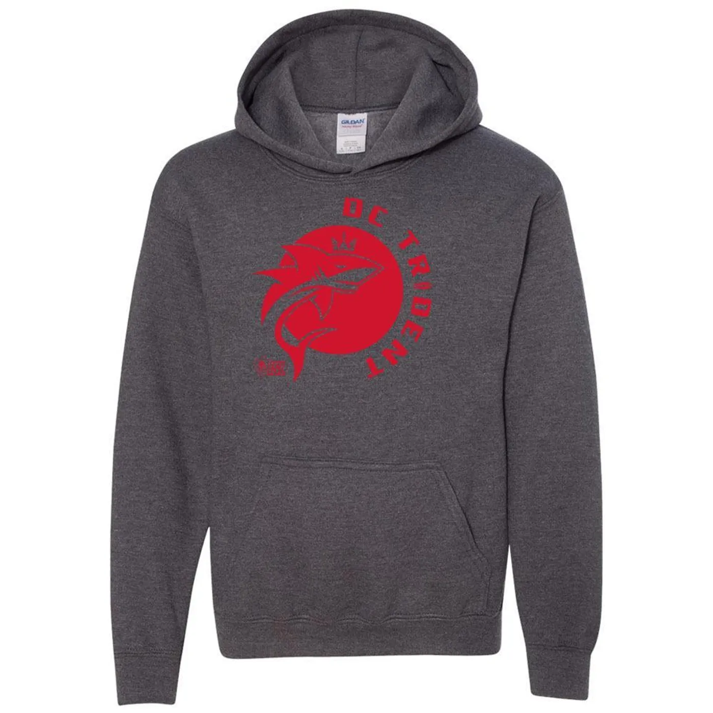 DC Trident - Heather Dark Grey Heavy Blend Youth Hooded Sweatshirt