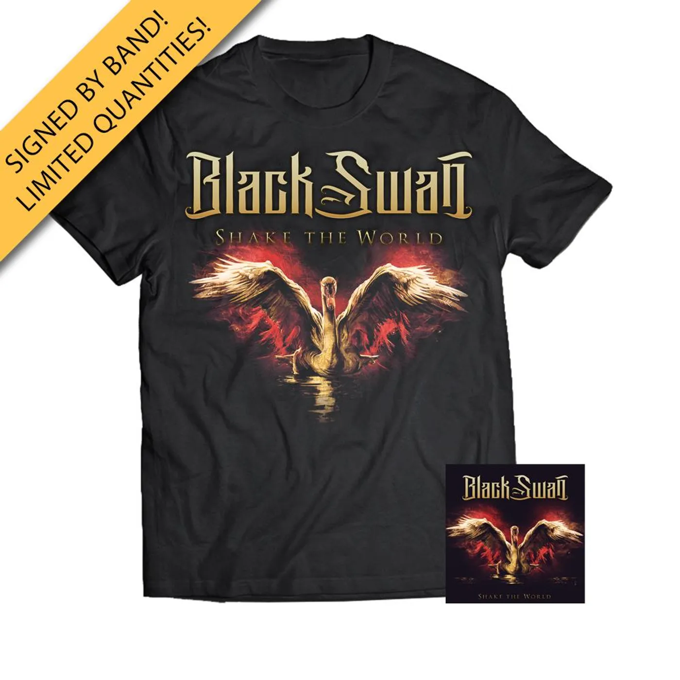 Frontiers Black Swan - Shake The World Signed CD + Album Tee