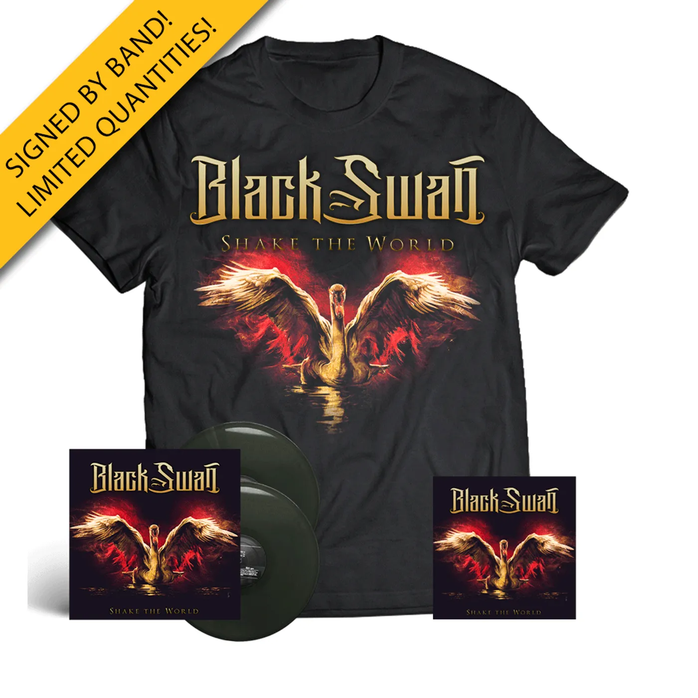 Frontiers Black Swan - Shake The World Signed CD + LP + Album Tee