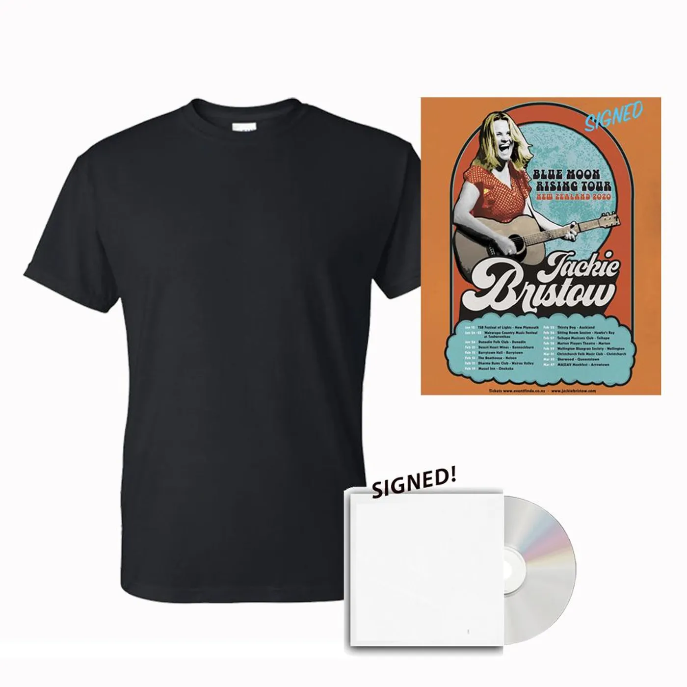 Jackie Bristow - Signed CD + Poster + Tee Bundle