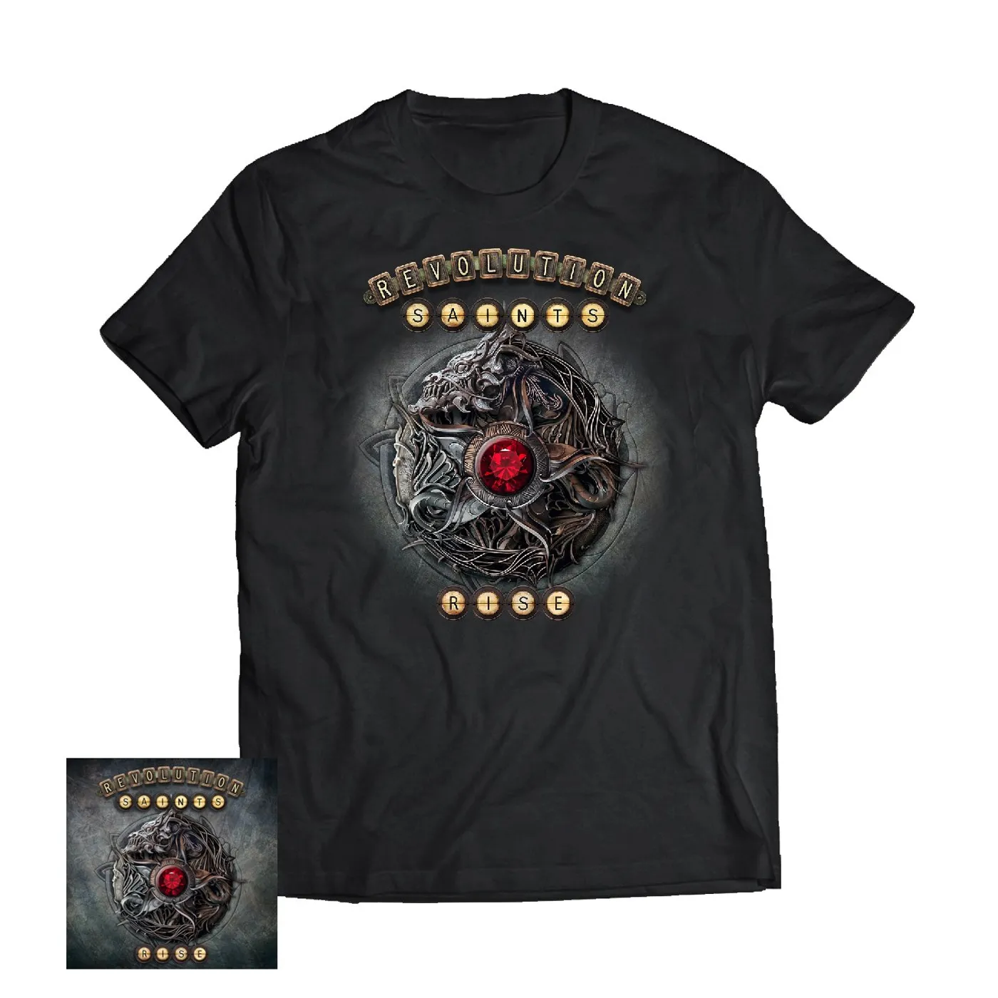 Frontiers Revolution Saints - Rise CD + Album Artwork Tee