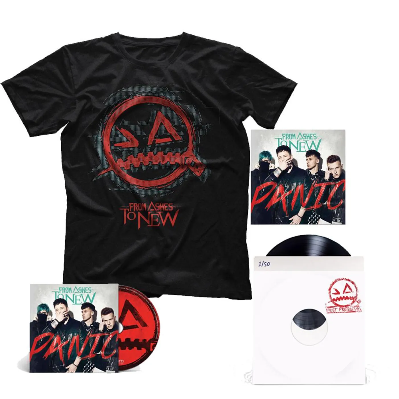 From Ashes to New - Bundle #5 - Limited Edition Signed + Numbered Test Pressing + Emoji T-Shirt + CD + Hi-Res Digital Download