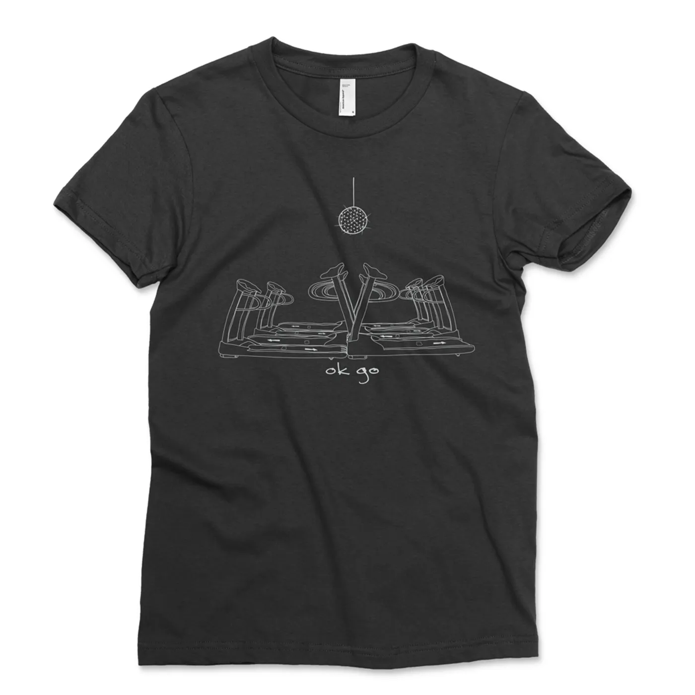 OK Go - Disco Treadmill Lo-Fi Ladies T-shirt - Black with White
