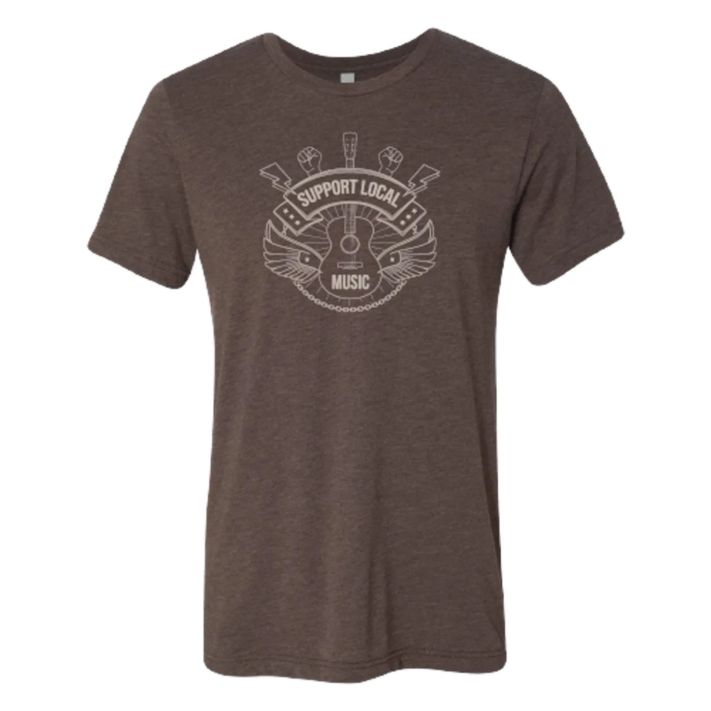 Support Local Music - Lightning Bolt Fist Tee (Brown)