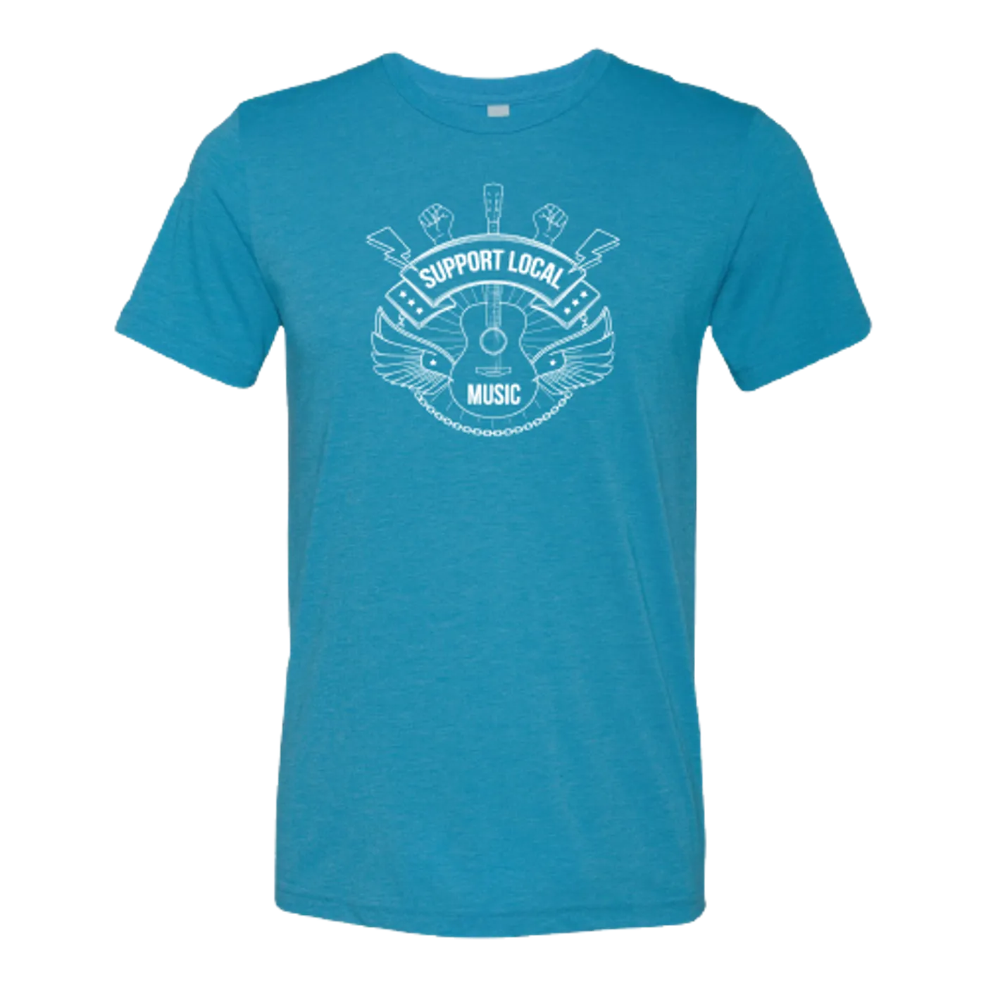 Support Local Music - Lightning Bolt Fist Tee (Steel Blue)