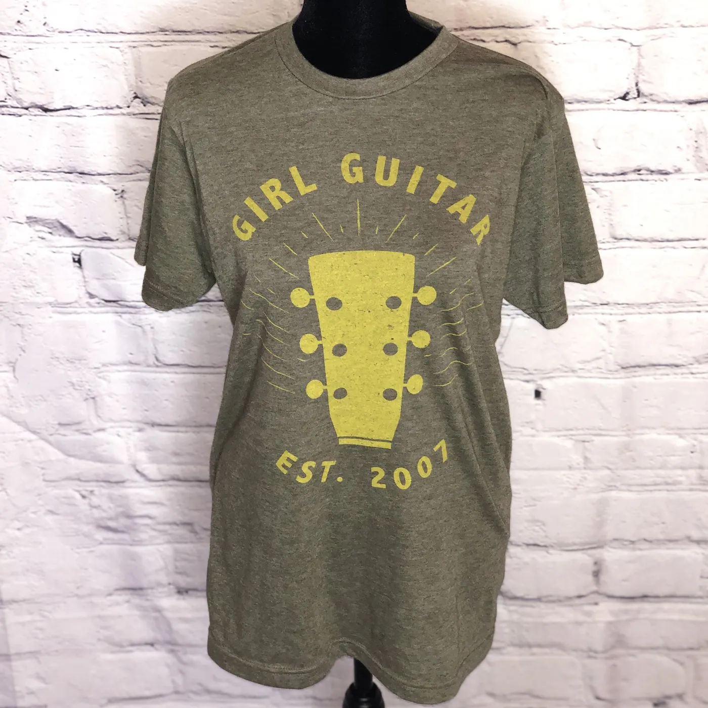 Girl Guitar - Green Headstock Crew Neck Tee