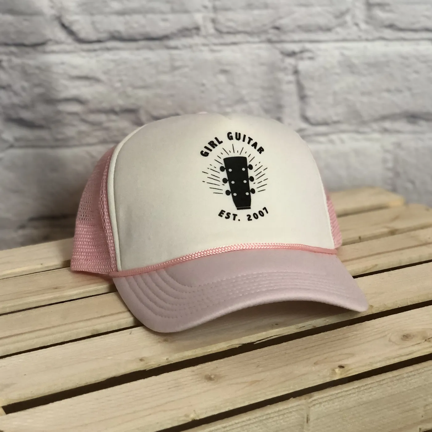 Girl Guitar - Pink Logo Trucker Hat