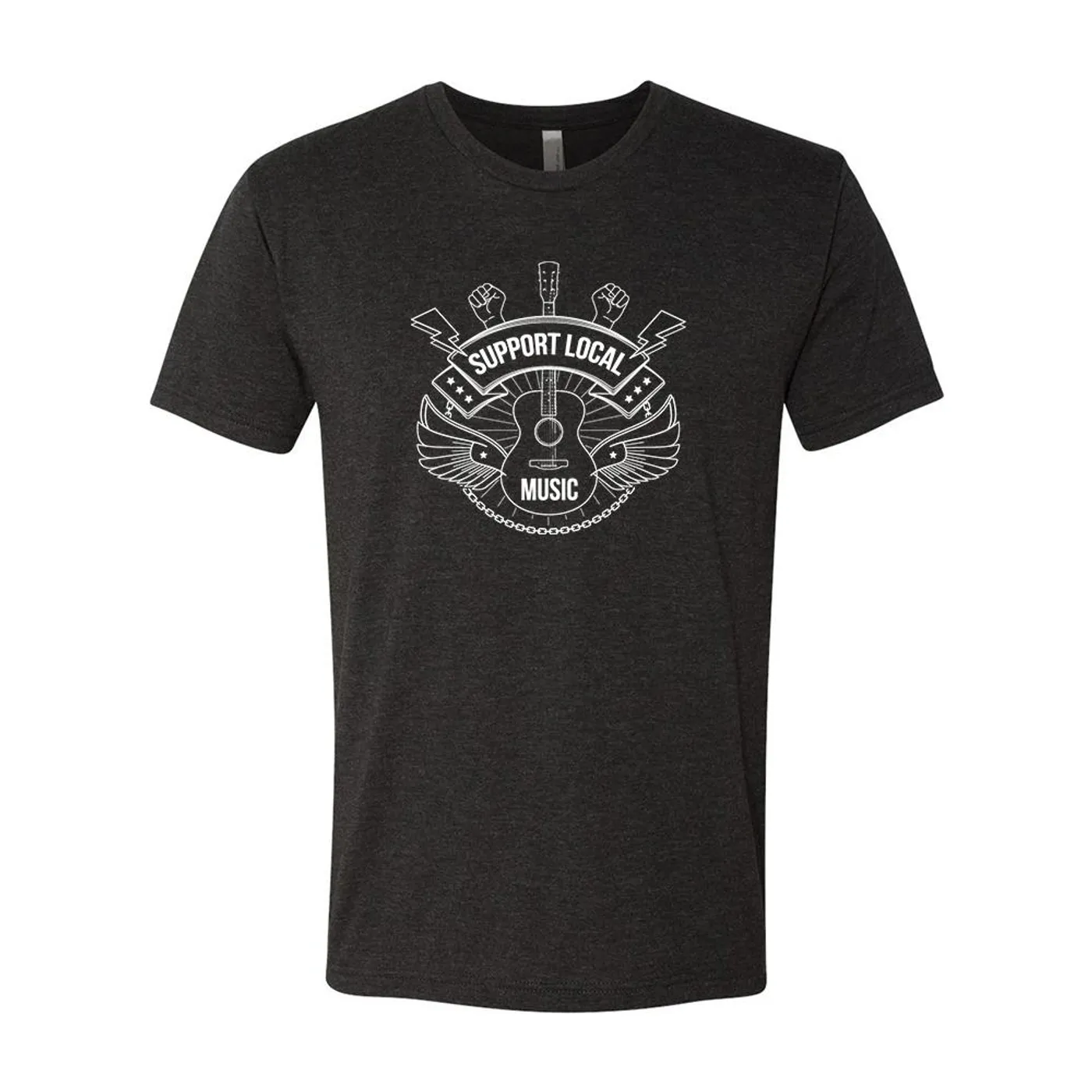Support Local Music - Lightning Bolt Fist Tee (Black)