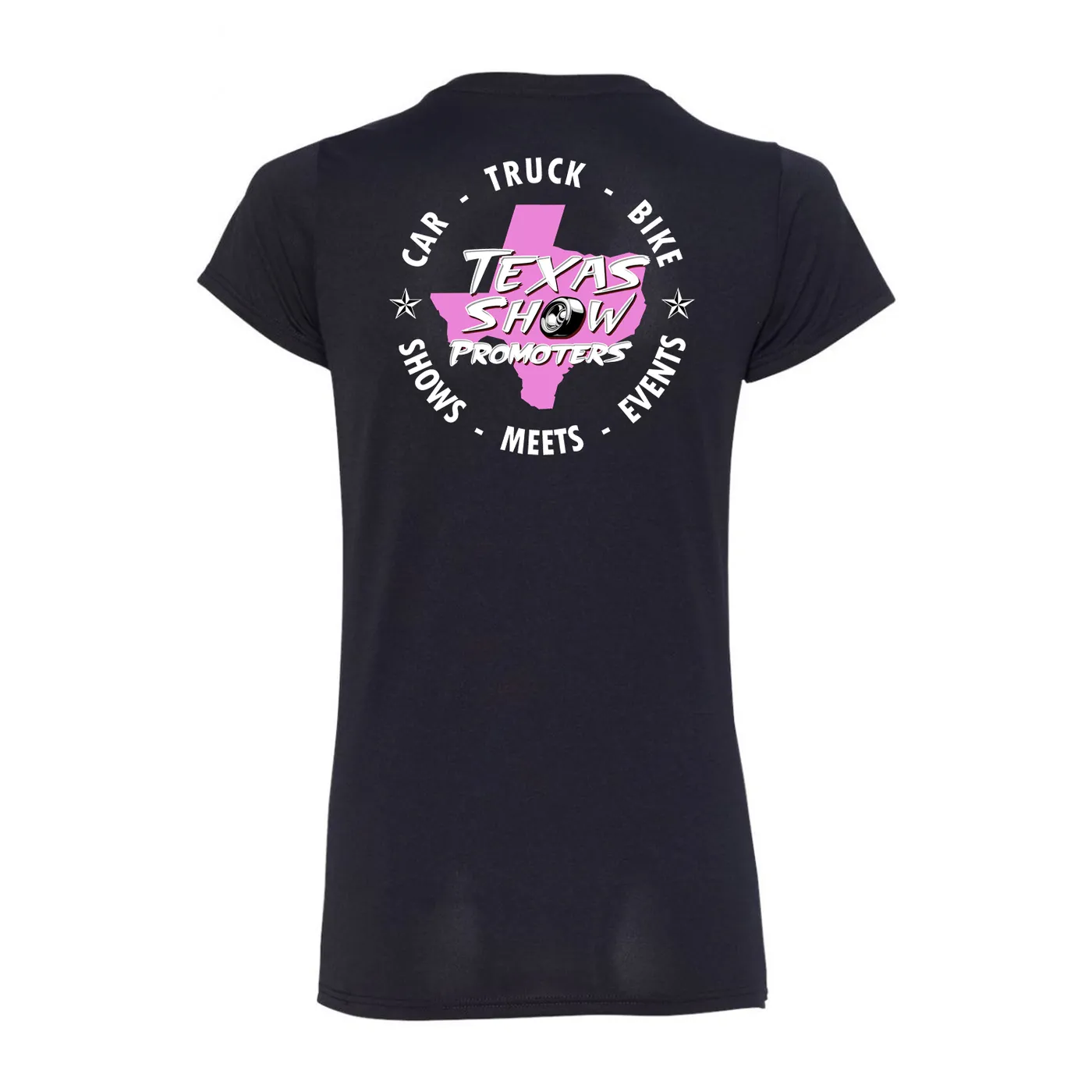 Ladies Throwback Texas Show Promoters Pink Logo V-Neck Tee