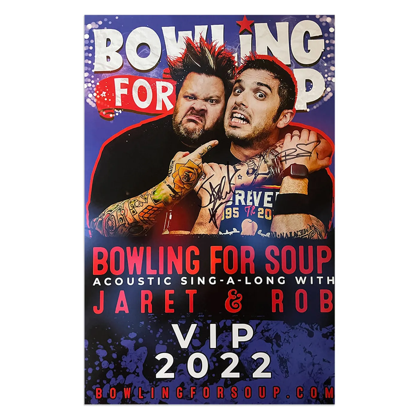 Bowling For Soup - Autographed Jaret and Rob Acoustic Sing-A-Long 2022 VIP Poster