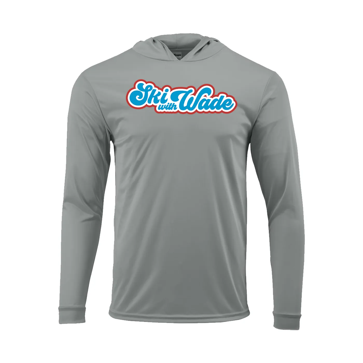 Ski With Wade - Grey Hooded Long Sleeve Logo Tee