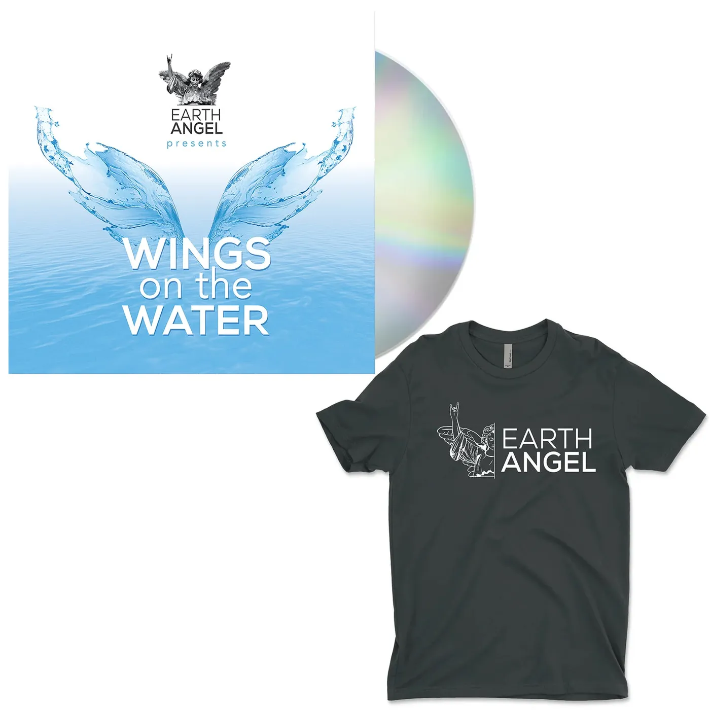 Earth Angel - Wings on the Water CD + Tee Bundle
