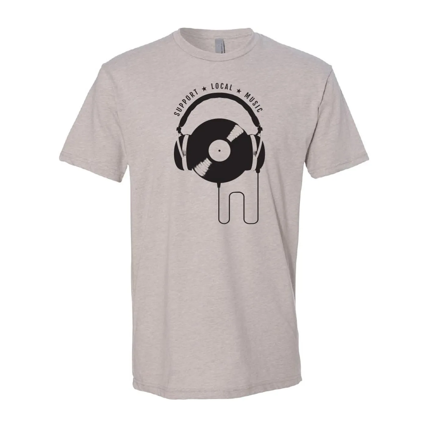 Support Local Music - Vinyl Headphones Tee (Heather Silk)